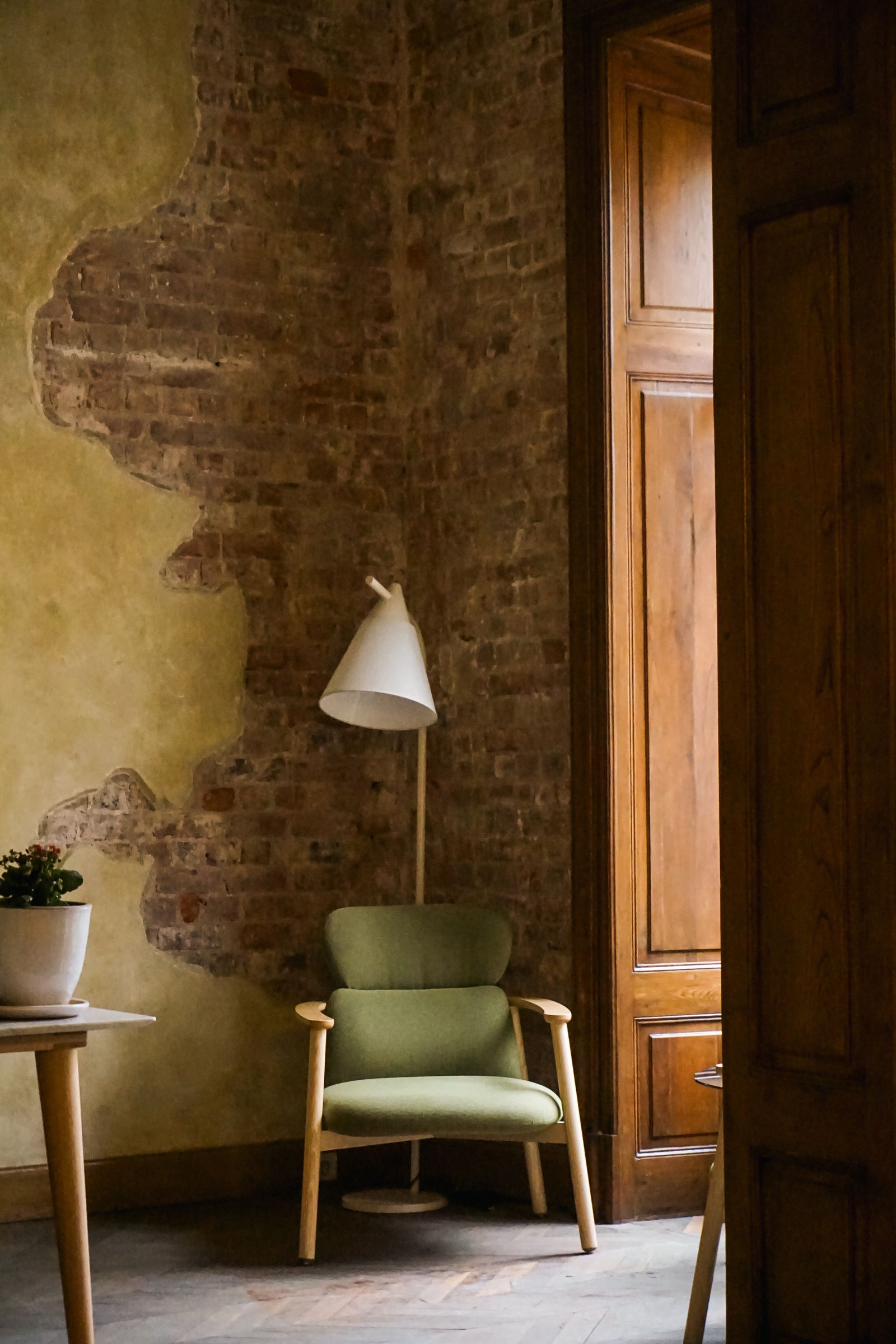 Loft interior with exposed brick walls